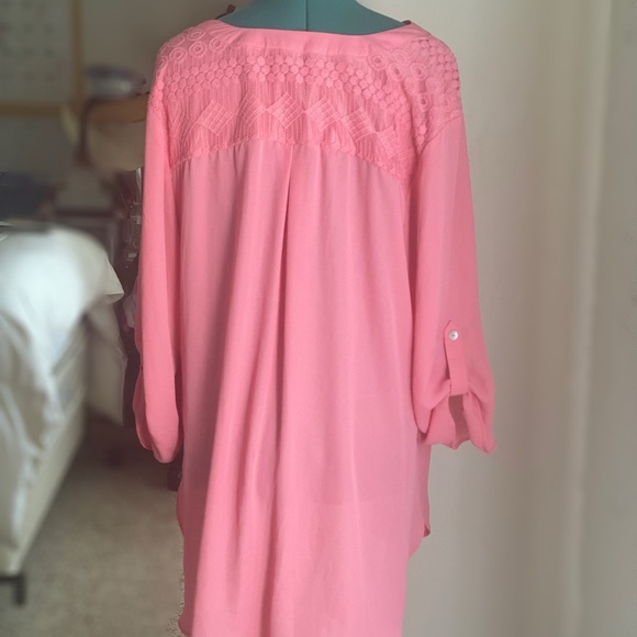 OVERSIZED PINK CHIFFON BLOUSE BY ZAC AND RACHEL 2X - Picture 4 of 5